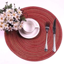 Round Weave Placemat Soft Cotton Dining Table Mat Dise Bowl Pad Waterproof Table Cloth Pad Mats