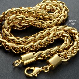 18K 18CT Gold Filled Mens Weaved 50 60 70cm Lenght Heavy Chain Necklace (7MM)