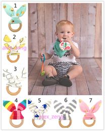 teething chews UK - 31 Colors Baby Teething Ring Safety Environmental Friendly Baby Teether Teething Ring Wooden Teething training Child Chews Baby Teeth Stick