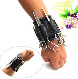 100% Genuine leather Hairdresser Wristband Tools Bag Can Hold 4 Pieces Scissor Hairdressing Scissor Wallet For Combs