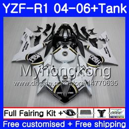 -Body + Lucky Strike Hot Tank Per YAMAHA YZF R 1 YZF-1000 YZF 1000 YZFR1 04 05 06 232HM.7 YZF1000 YZF-R1 04 06 YZF R1 2004 2005 2006 Carenatura