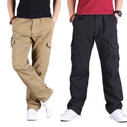 Spring Winter Big Size 7XL Durable Cargo Pants Men Cotton Trousers Straight Loose Baggy Pants Military Casual Joggers Black Army