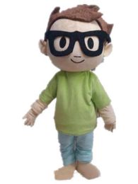 2018 High quality hot Ventilation a boy mascot costume with a glasses for adult to wear