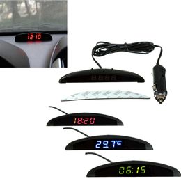 -Car Auto Digital Clock + Termometro + Voltmetro 3 In 1 Tronco Vehichle 12V led tempo elettronico Display decorazione auto Ornamenti