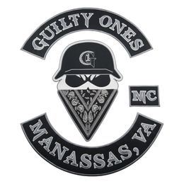 Newest GUILTY ONES MC Iron On Patch Motorcycle Biker Large Full Back Size Patch for Jacket Vest Badge Rocker Custom Available Free Ship