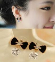 Hot Style European and American fashion allergy resistant ear nail fashion simple bow zircon ear nail fashion classic exquisite