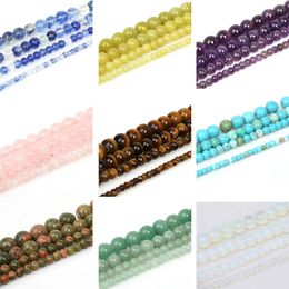 8mm New Product Natural Stone Beads Tiger Eye Howlite Truqouise Amethyts Round Loose Beads for DIY Jewelry Making Bracelet