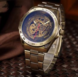 Band Men Watches Mechanical Automatic Skeleton Watch Men's Antique Steampunk Self Winding Wrist Watches Clock relogio Masculino
