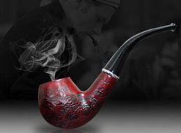 1Piece Elegant classic Collection Gift Durable Wooden Pipe Tobacco Smoking Pipe With Synthetic leather And Pipe Rack!