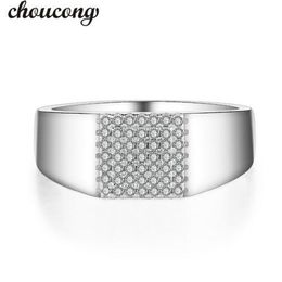 choucong Fashion anniversary Men Jewellery ring Pave set 5A Zircon Cz 925 Sterling silver male Emgagement Wedding Band Ring Gift