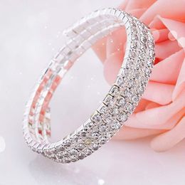 Fashion Crystal Bridal Bracelet Cheap In Stock Rhinestone Wedding Accessories One Piece Silver Factory Sale Bridal Jewelry Bracelets