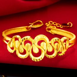 Unique Style Wedding Party Womens Cuff Bangle 18k Yellow Gold Filled Beautiful Bracelet Gift