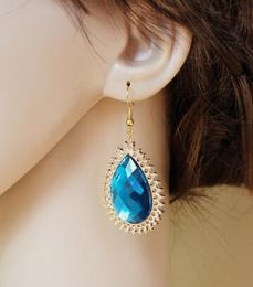 new hot European and American fashion Bohemian style gold-plated drop crystal earrings chic and classic elegance