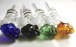Colourful Helix Glass Skull Pipes Curved Glass Oil Burner Pipes Balancer Water Pipe Smoking Pipes Hookahs Bongs Smoking Accessories