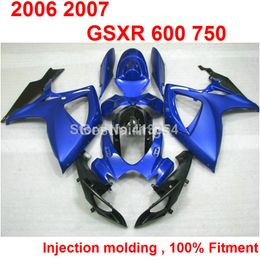 Free custom Injection Moulding fairing kit for SUZUKI GSXR600 GSXR750 2006 2007 blue black GSXR 600 750 06 07 SD35