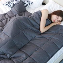 Cotton & Glass Beads Weighted Blanket Aid Sleep Decompression Blanket Solid Colour Air Conditioning Gravity Quilt