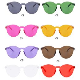 Wholesale New Fashion Round Candy Color Men and Women Sunglasses Clear Len Rimless Tinted Sunglasses Trasparent Eyewear Sunglasses