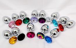 Stainless Steel Anal Butt Plug,Crystal Jewelry Anal Sex Toys,Metal Dildo Butt Plug Stimulation Anus,Prostate Massager 70*28mm Multicolors