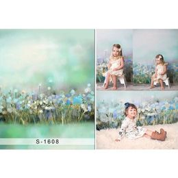 Pastel Green Backdrops for Photography Baby Newborn Photo Studio Props Oil Painting Dandelion Kids Children Photographic Backgrounds