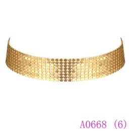 3pcs Fashion Handmade Gold silver Color metal Mesh Choker Necklaces Women Elegant Metal Chockers necklace A0668