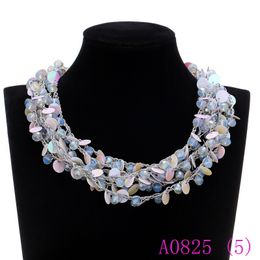 3pcs 3 Colour Chunky Chain Chokers Necklaces for Women Grey Blue Red Sequin Colares Grandes Mulher Collier Statement Necklace A0825