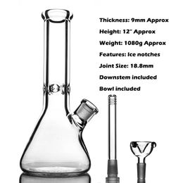 Smoking Pipes Hookah 9mm Thick Glass Bongs 12 14 18 Heavy Beaker Bong thick elephant Joint straight with catcher ical smoking water pipesQ240515