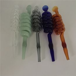 Wholesale Glass Oil Burner Pipe color multi spiral glass pot Glass Handle Pipes Bubbler Pyrex Oil Rigs Smoking