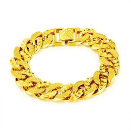Massive Womens Mens Bracelet Link Chain 18k Yellow Gold Filled Fashion Wrist Bracelet Gift 18cmLong