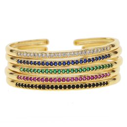inner diamater 58-60 open adjust bangle bracelet cz paved circle band classic Colourful birthstone gold plated women bracelets