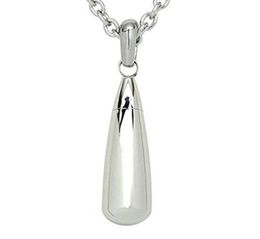 Silver Teardrop Stainless Steel Cremation Urn Necklace Pendant with Fill Kit Ashes Holder Jewellery - Chain measures 50cm long