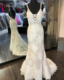 New Lace Mermaid Wedding Dresses 2020 Romantic Boho Garden Beach Bridal Gowns Spaghetti Illusion Sexy Backless Appliques Vestidos de novia