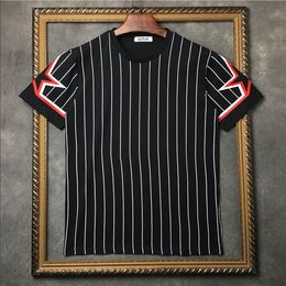 -2019 новый стиль дизайнерский бренд мужская футболка с коротким рукавом пентаграмма звезда полосатая печать футболка мужские хлопчатобумажные повседневные футболки мужские топы