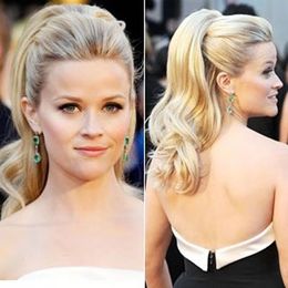 Chic blonde virgin ponytail hairpiece fancy wavy blond pony clip in 613 curly wavy ponytail hair extension 120g-140g