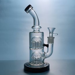 12 Arms Tree Perc Glass Bongs Hookahs Double Tree Percolator Water Pipe Bong Thick Base Dab Oil Rigs YQ01