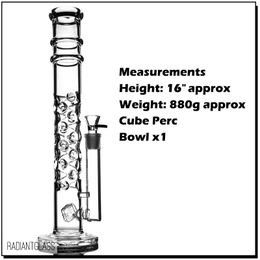 Hookahs 16" Cube perc Bong with 30 catcher glass bongs make more bubblers smoking water pipe amazing style