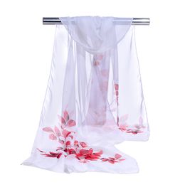 2018 Summer Print Silk Scarf Fashion Flower Print Chiffon Scarf Women Pareo Beach Cover Up Wrap Sarong Sunscreen Long Cape Female