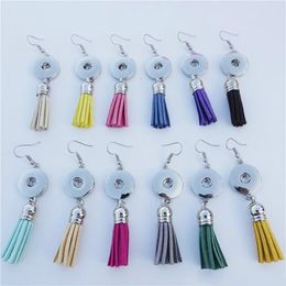 2018 hot sales girls woman Noosa Chunks Metal Ginger 18mm Snap Buttons Tassel Earrings Women Jewellery 12pairs/lot Mix Colours