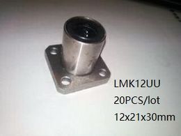 20pcs/lot LMK12UU 12mm linear ball bearings square flange linear bushing linear motion bearings 3d printer parts cnc router 12x21x30mm