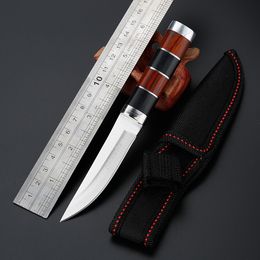 High Sharp Fixed Knife Stainless Steel Blade 5CR13MOV Wood Camping Knife Tactical Hunting Knife EDC Utility High Quality With Nylon Sheath