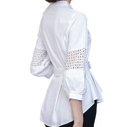 Белая рубашка женщина 2018 полосатые блузки элегантные туники женские офисные рубашки кимоно блузка женщины топы лук тонкий блюса mujer c3160