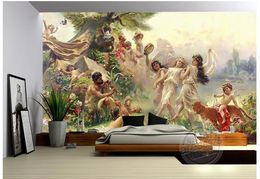 Photo Wallpaper High Quality 3D Stereoscopic European classical oil painting angel paradise party dancing mural background wall Wall Mural