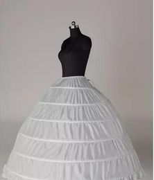2018 In stock Ball Gown Petticoat Cheap White Crinoline Underskirt Wedding Dress Slip 6 Hoop Skirt Crinoline For Quinceanera Dress2736