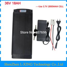 Free shipping 36v 18ah battery 36V rear rack battery with tail light 30A BMS with 2A Charger for 36V ebike battery