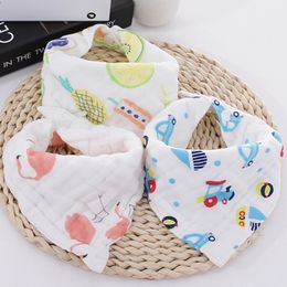 Cartoon Print Adjustable Triangle Bib Baby Bandana Scarf Toddler Soft Breathable Lunch Feeding Bib Cotton Burp Cloths Mix Style