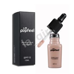 Popfeel Perfect Liquid Foundation Concealer Cream 15ml Base Brightening Invisible Pores Cover Cosmetics 6 Colors