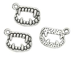 200Pcs Tooth Charms Antique silver Charms Pendant For necklace Jewellery Making findings 13x17mm