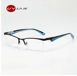 UVLAIK High Qualiity Reading Glasses Men Anti Radiation Fatigue Blue Light Philtre Lens Eyeglasses Ultra light Presbyopia Glasses