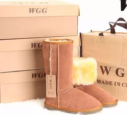 Hochwertige WGG-Stiefel für Damen, klassische Knie-Stiefeletten, Schwarz, Grau, Kastanienblau, Mädchen, hohe Winter-Schneeschuhe, US