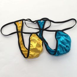 Mens G-string pouch Low Rise String Posing Thong Contoured Pouch Thong back Shiny Satin Knit G2029 Shiny Underwear