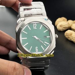 High Quality 42mm Octo Solotempo Green Dial Automatic Mens Watch Silver Case Stainless Steel Band Cheap New Gents Wristwatches
